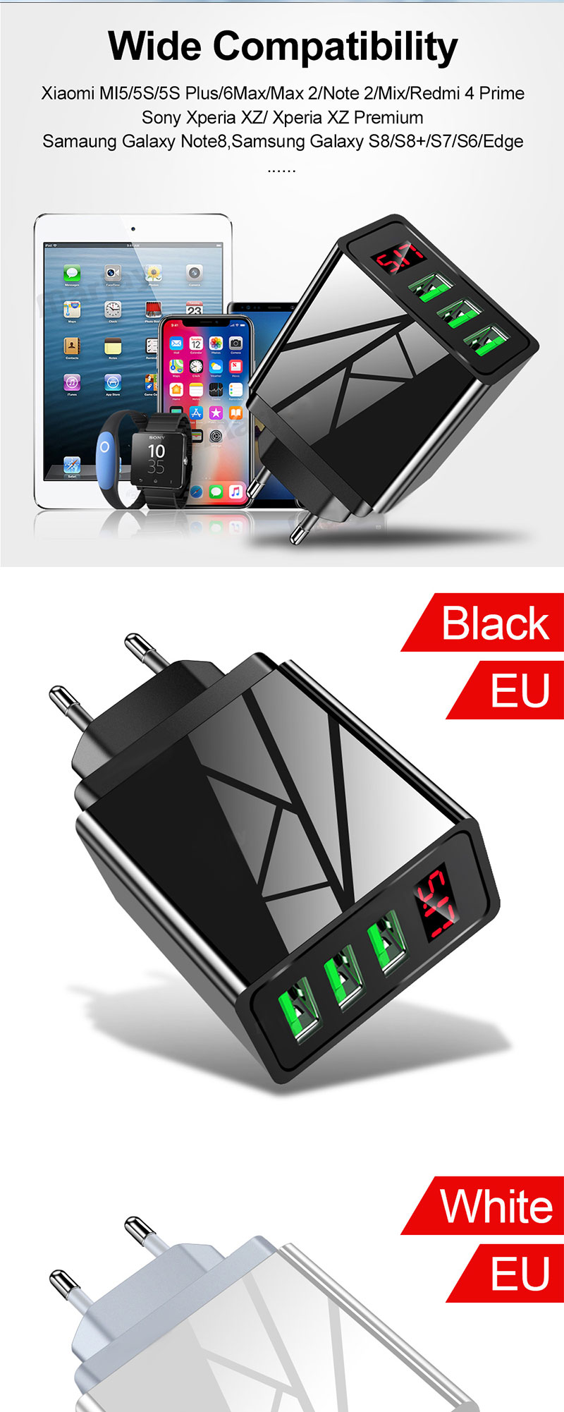 EONLINE 3,1 EINE Digitale Display USB Ladegerät Für iPhone 11 Adapter Schnelle Lade Wand Handy Ladegerät Für Samsung Xiaomi huawei