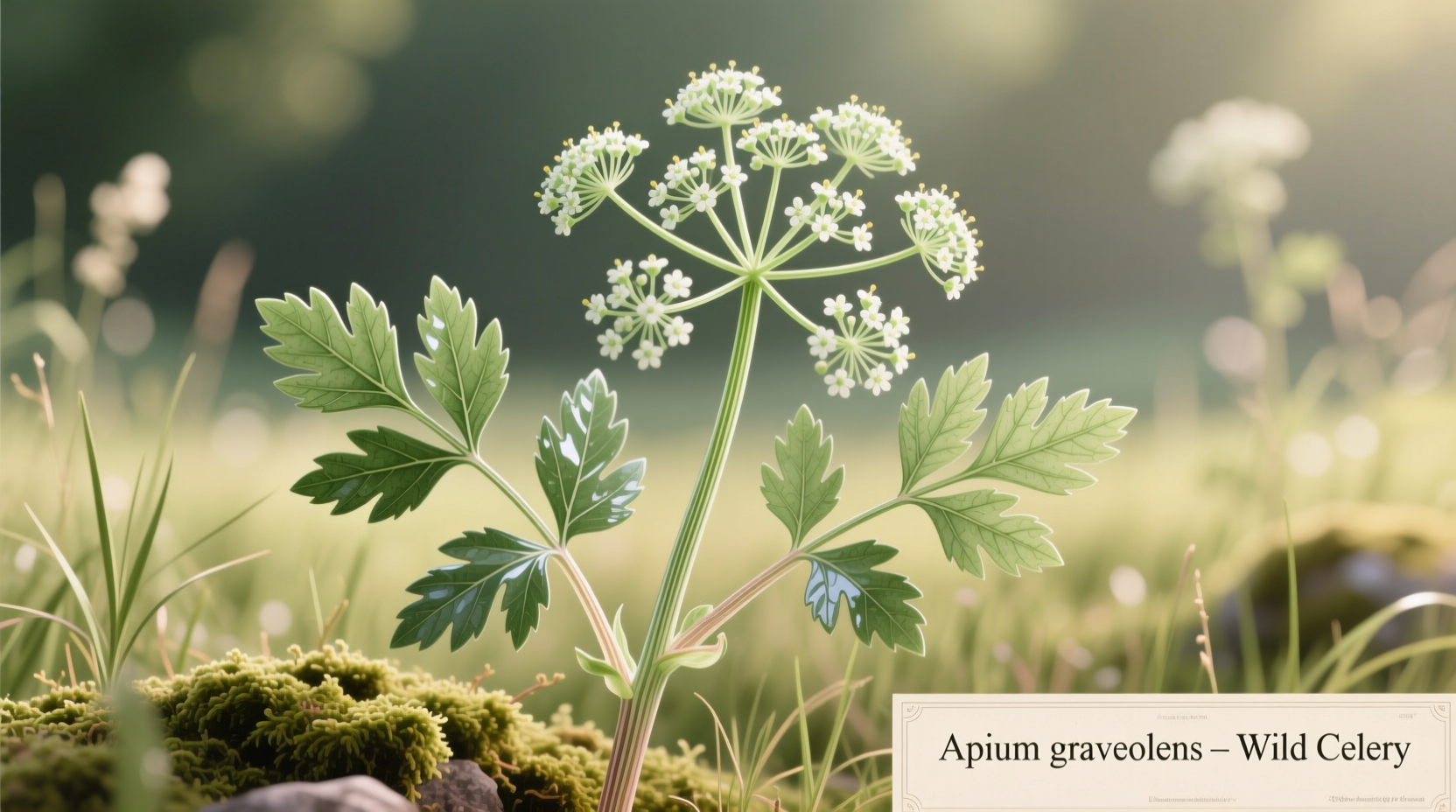 Wild celery plant showing characteristic leaves and flower clusters