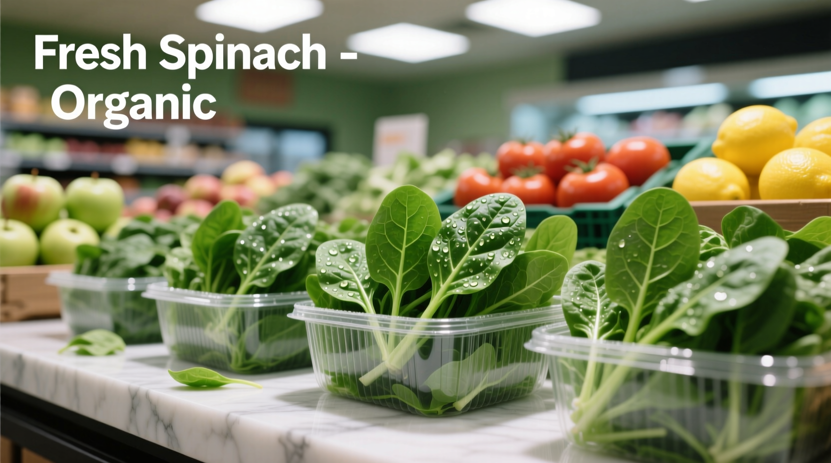 Fresh spinach selection at grocery store
