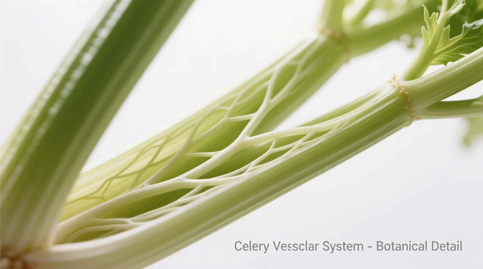 Close-up of celery stalks showing fibrous stem structure