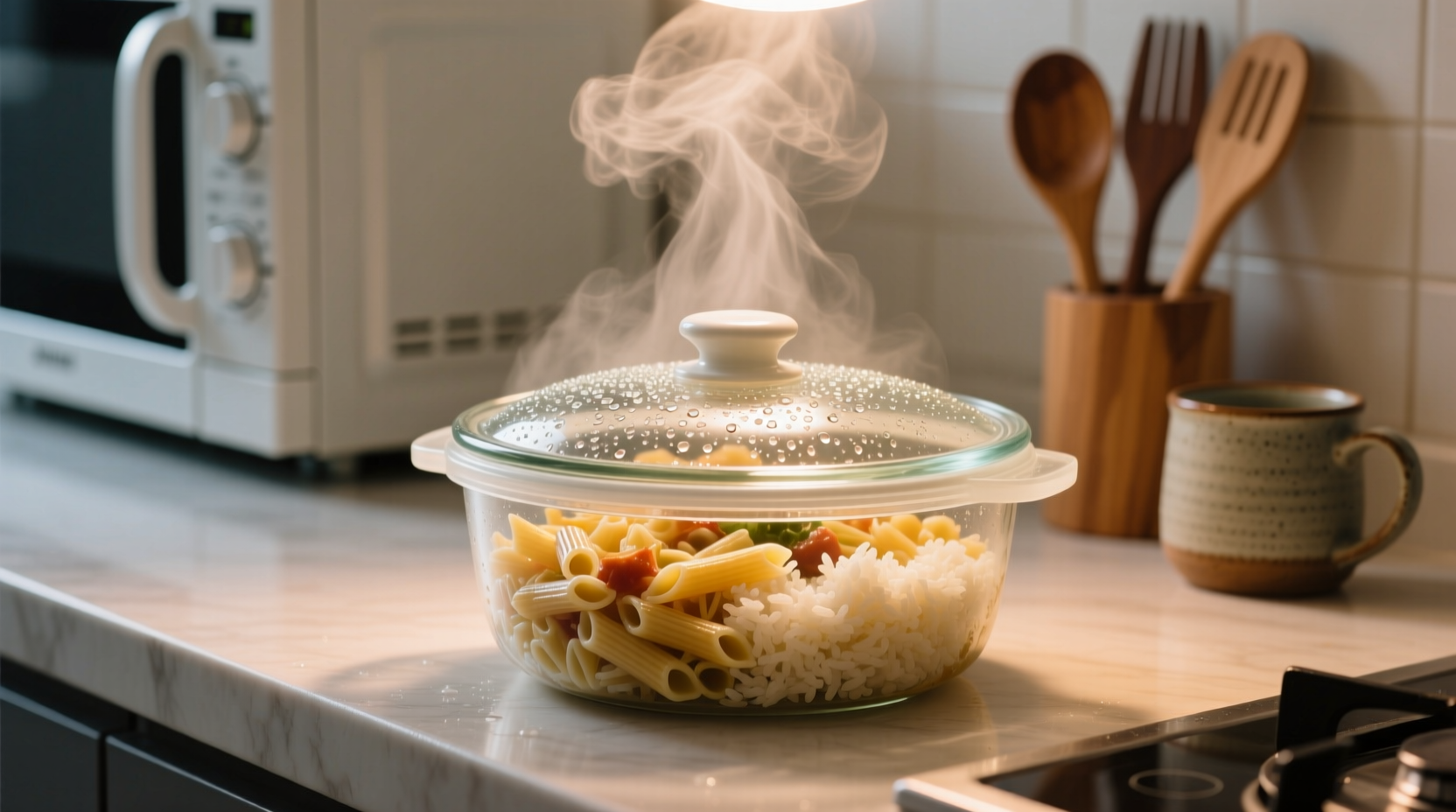 how to microwave leftover pasta and rice without drying