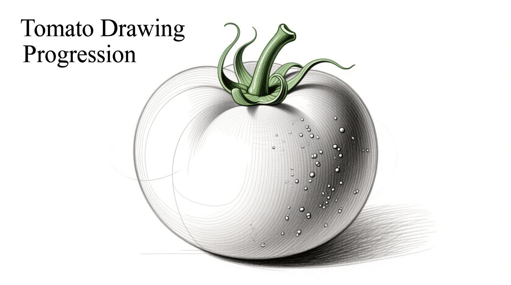 Step-by-step tomato drawing progression