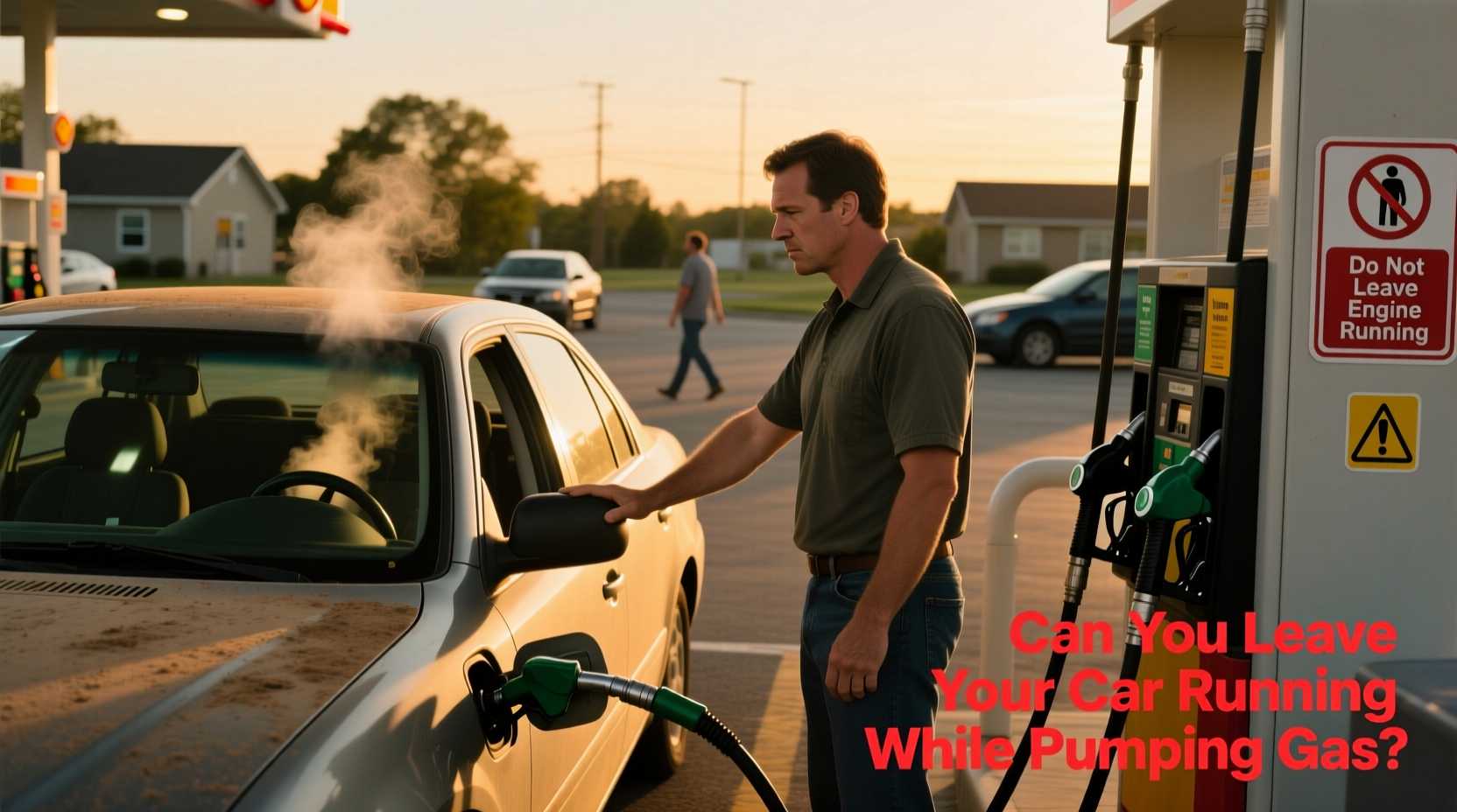 can you leave the car on while pumping gas