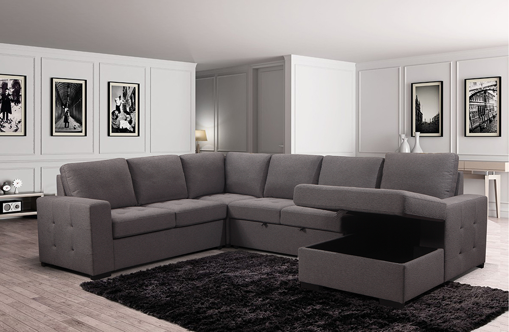Living room sectional  sofa couch U shaped sleeper sofa bed with storage
