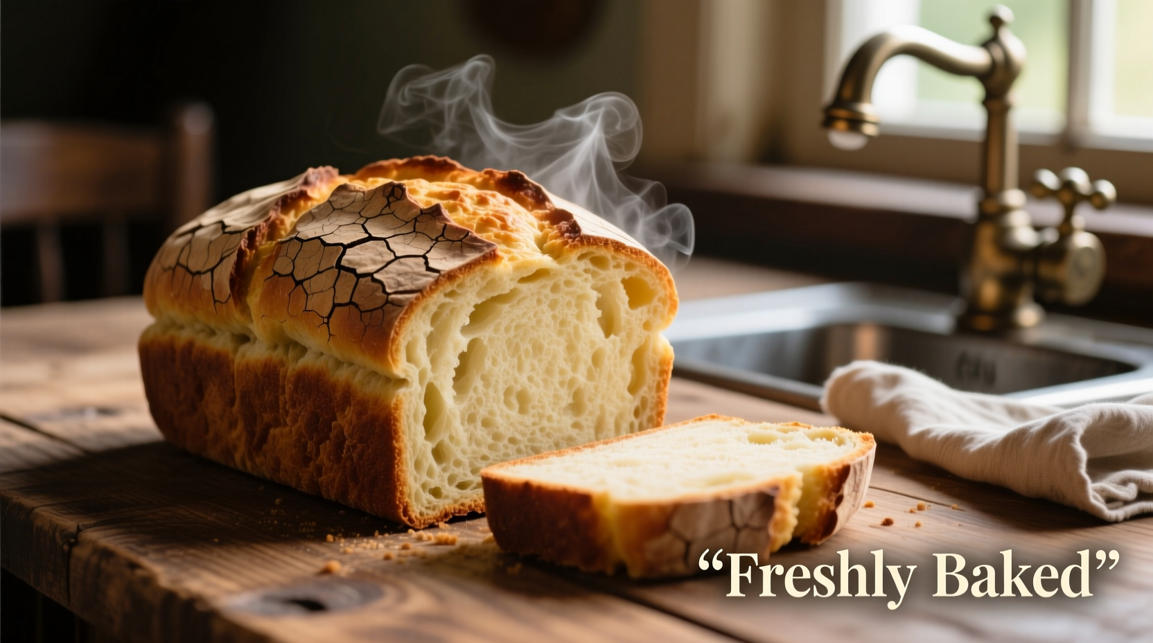 Freshly baked potato bread loaf with golden crust