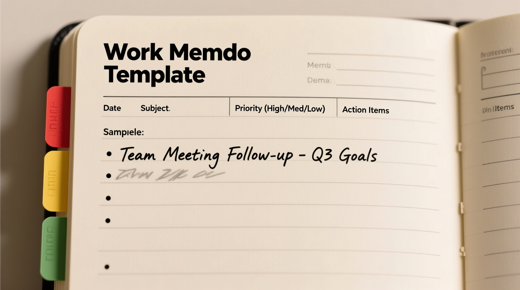 effective strategies for organizing work memos in a lined notebook