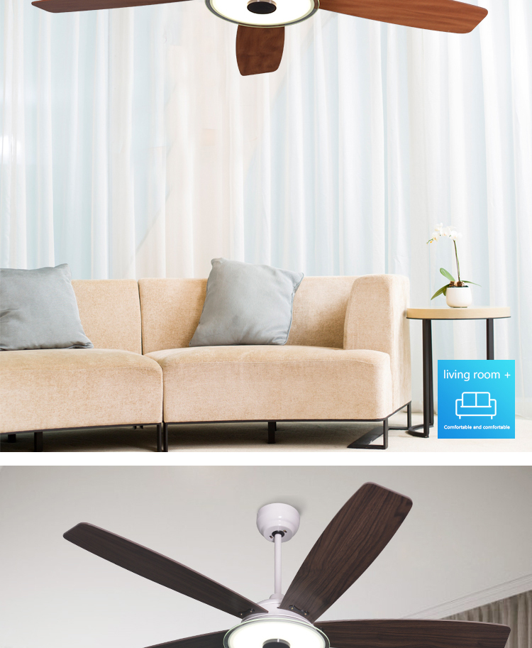52 inches indoor modern design remote control LED light retractable DC ceiling fan