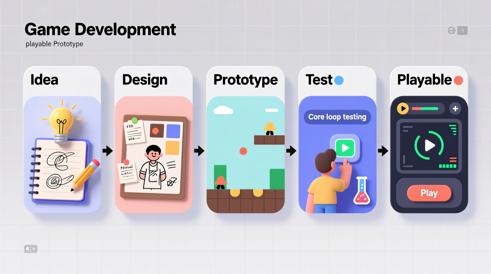 step by step guide to how to create games from idea to playable prototype
