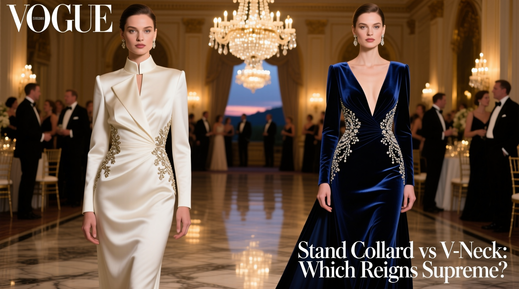 stand collar vs v neck dress for formal events which neckline wins