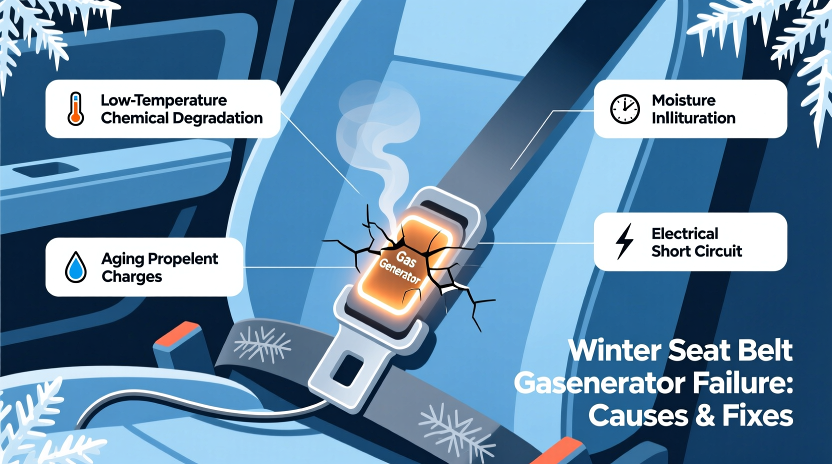winter seat belt gas generator failure