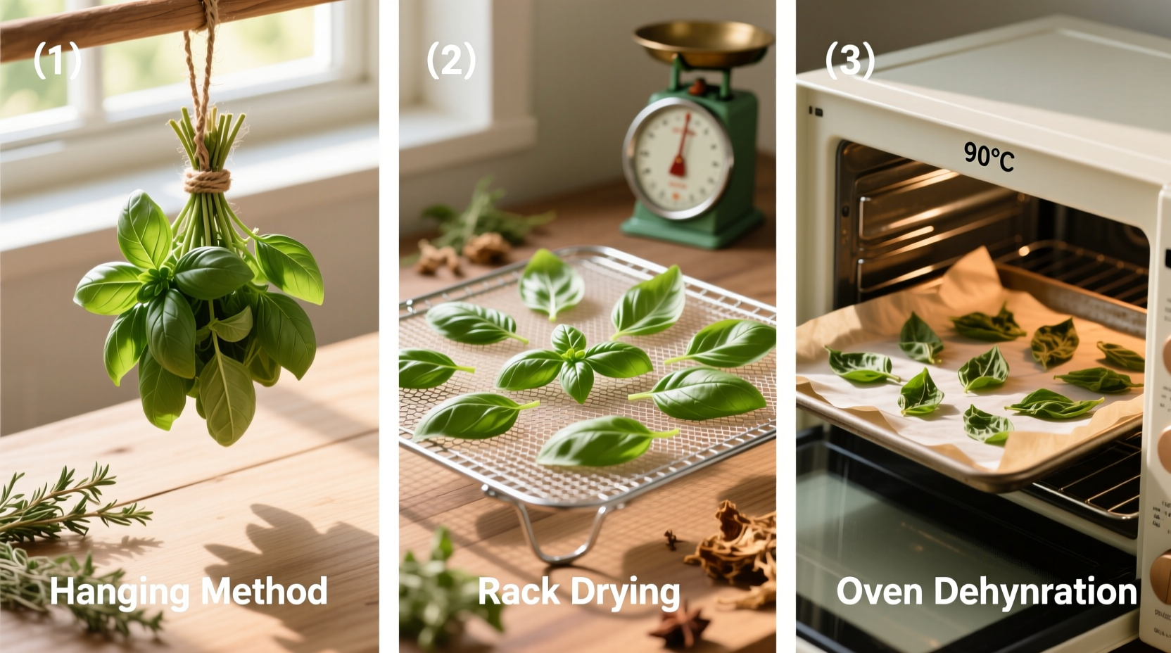 how do you dry out fresh basil leaves