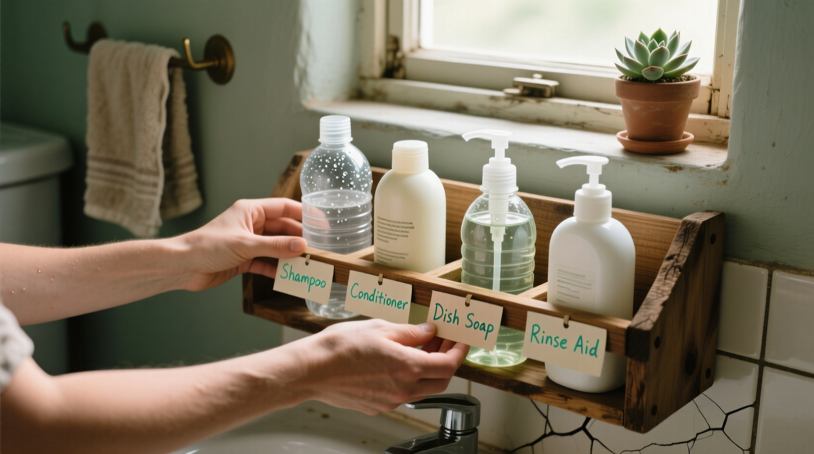 how i gave plastic bottles shampoo conditioner dish soap and rinse aid