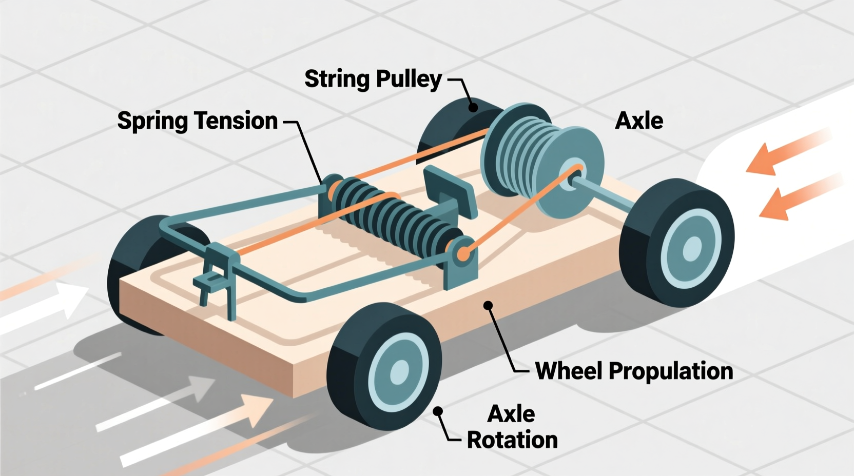 how does a mousetrap powered car work