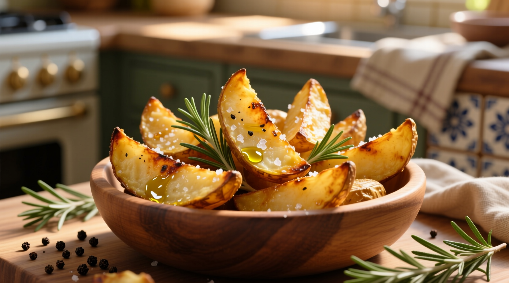 Perfectly grilled potato wedges with crispy edges