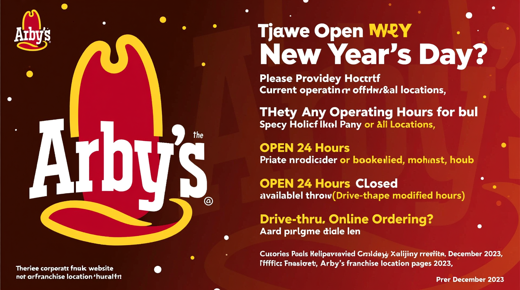 is arbys open on new years day