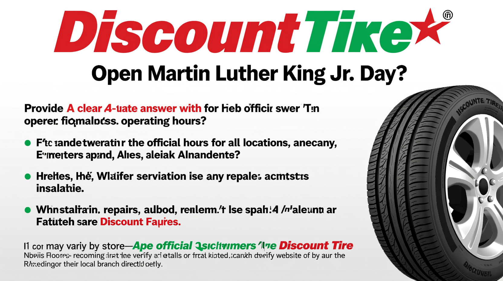 is discount tire open on martin luther king day
