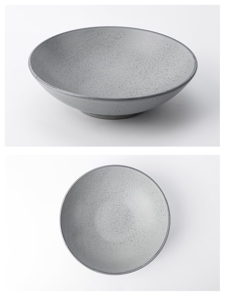 Deep Dishes Porcelain Soup Noodle Salad  Ceramic Reactive Grey Bowl