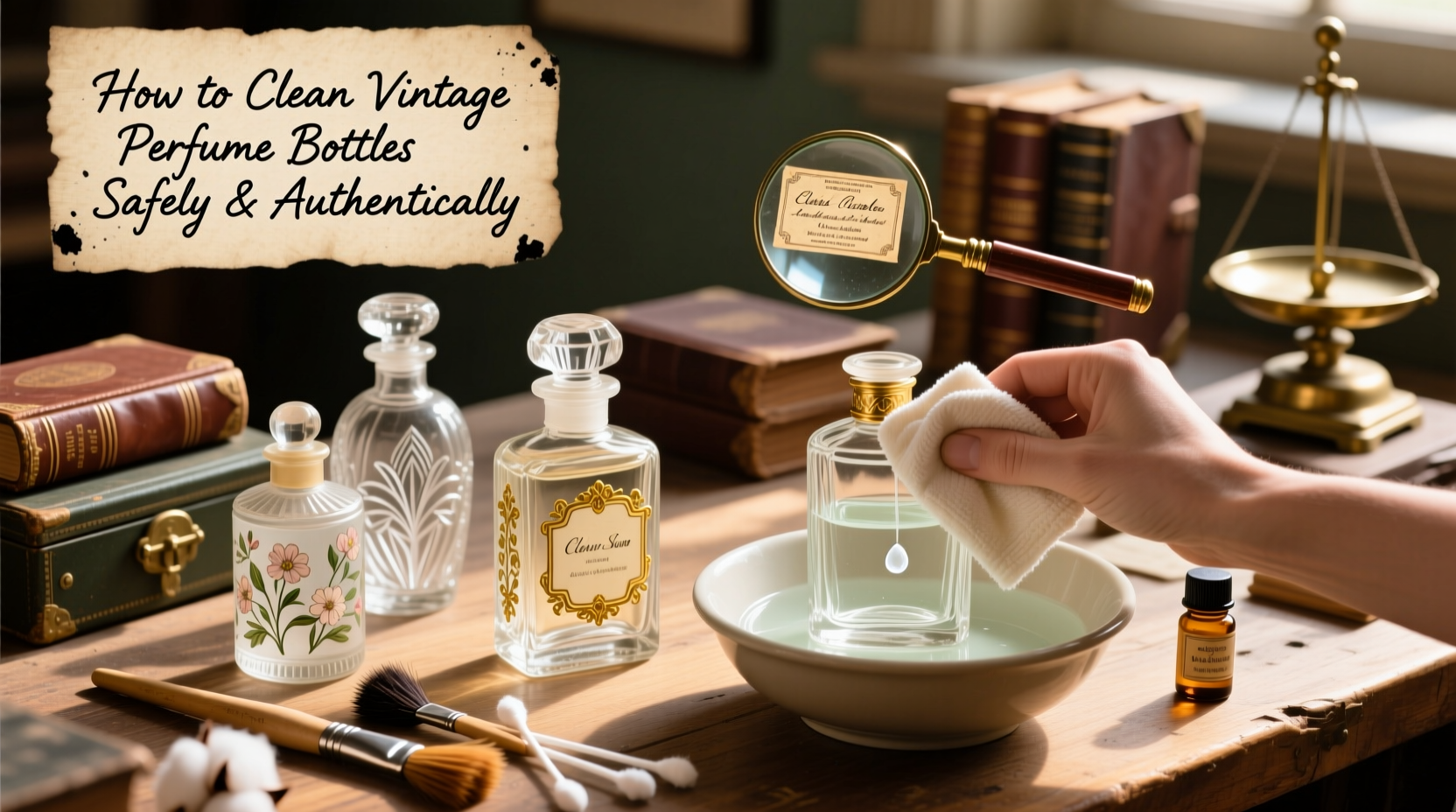 clean vintage perfume bottles