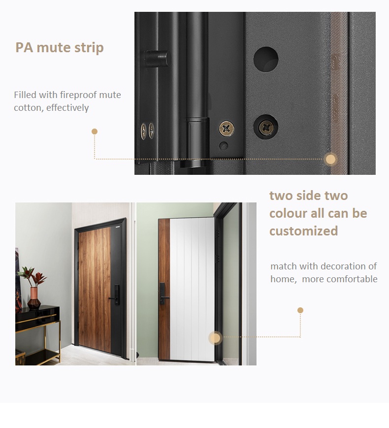safety italy external security home doors italian brown color smart wooden front door armored