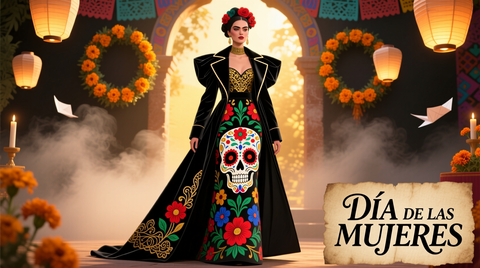womens day of the dead dress with coat