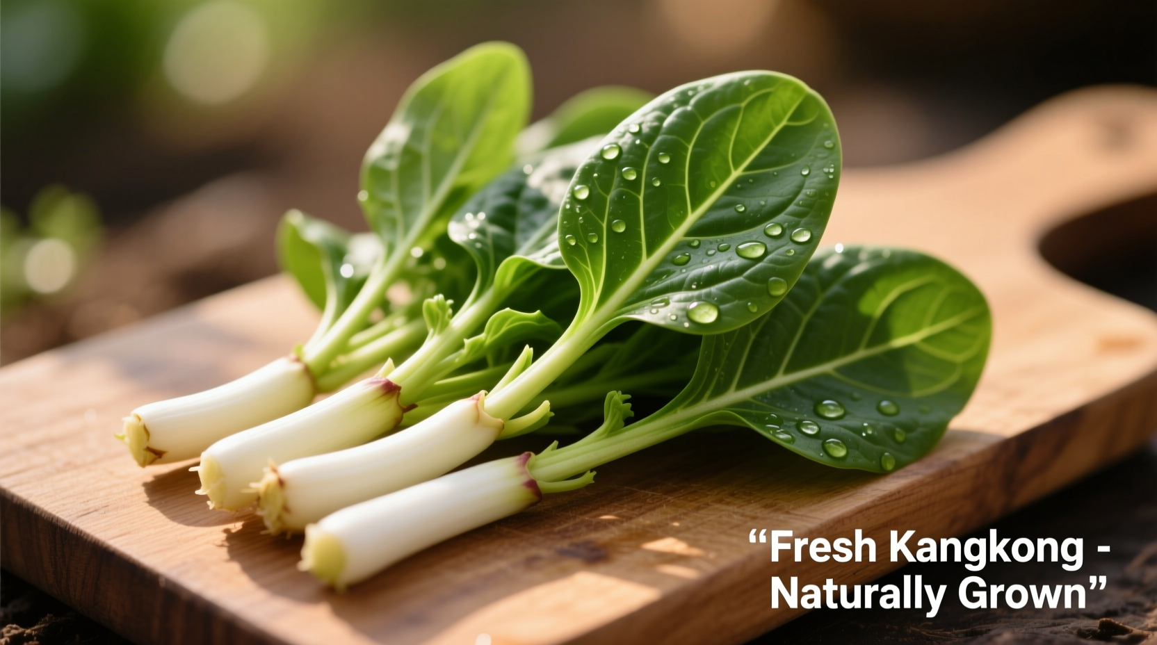 Fresh kangkong water spinach with white stems and green leaves