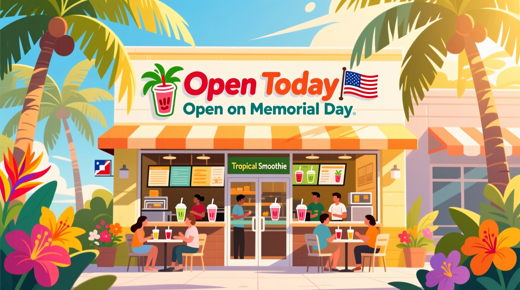 is tropical smoothie open on memorial day