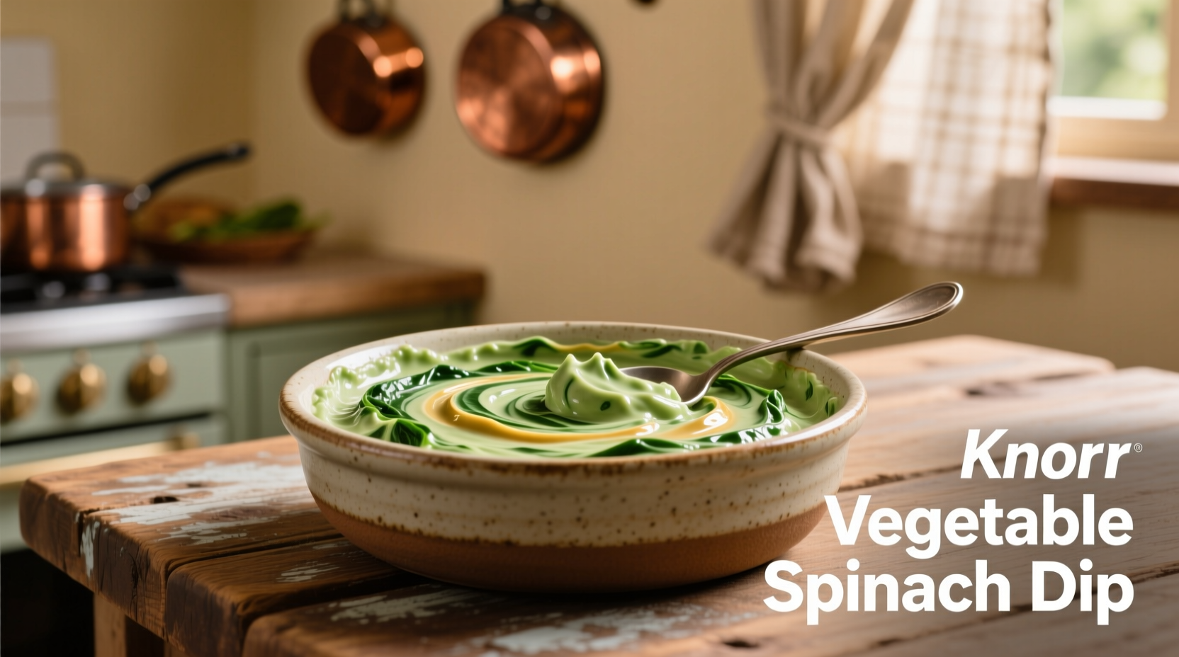 Creamy Knorr vegetable spinach dip in serving bowl