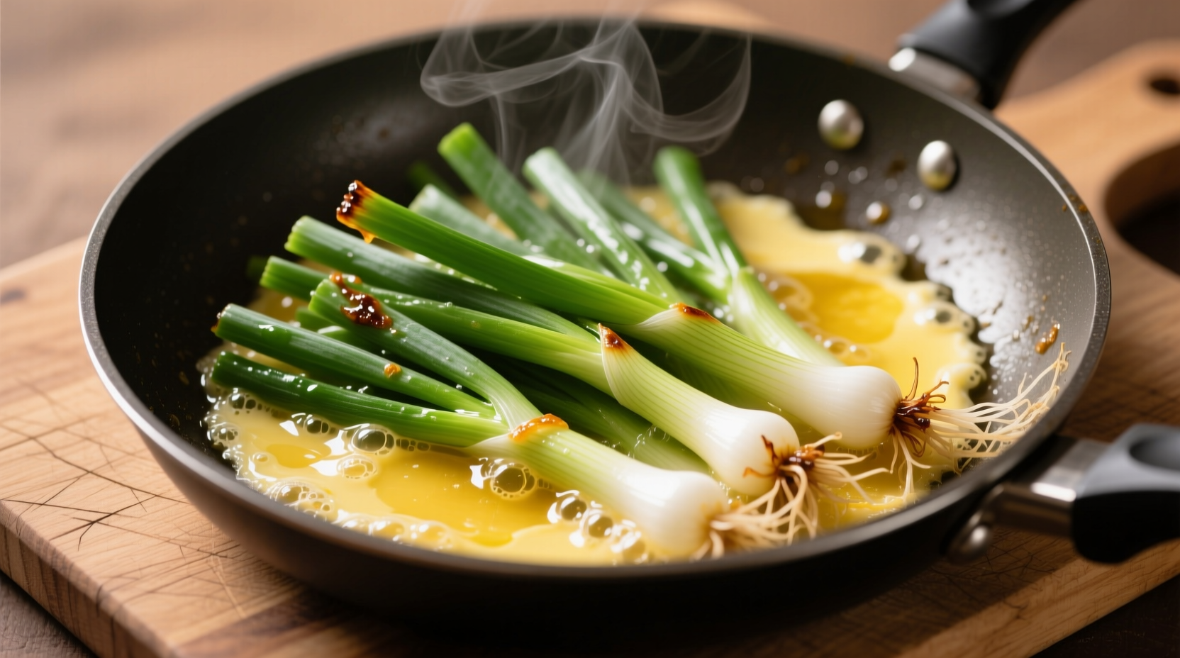 Freshly sautéed green onions in butter