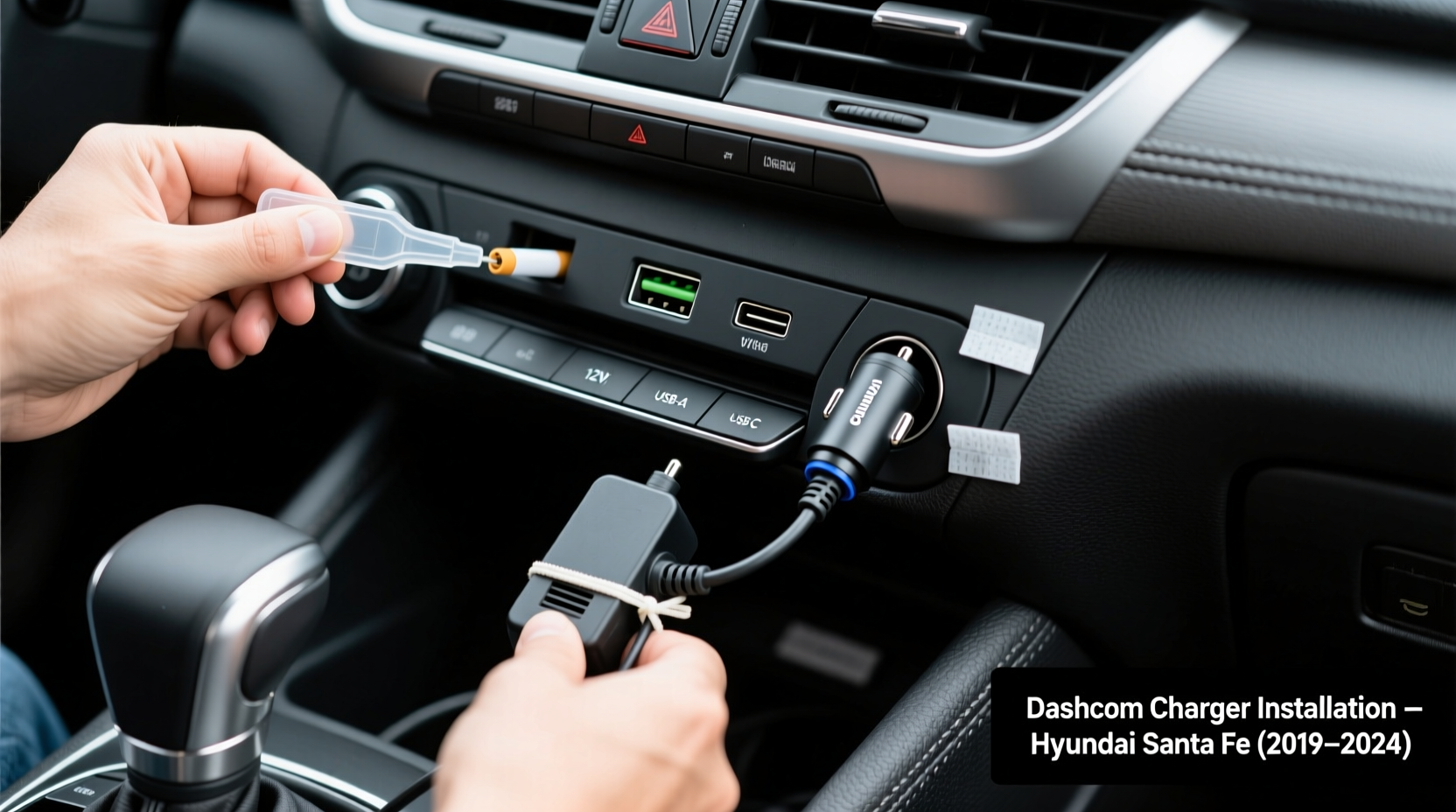 santa fe dashcam charger install