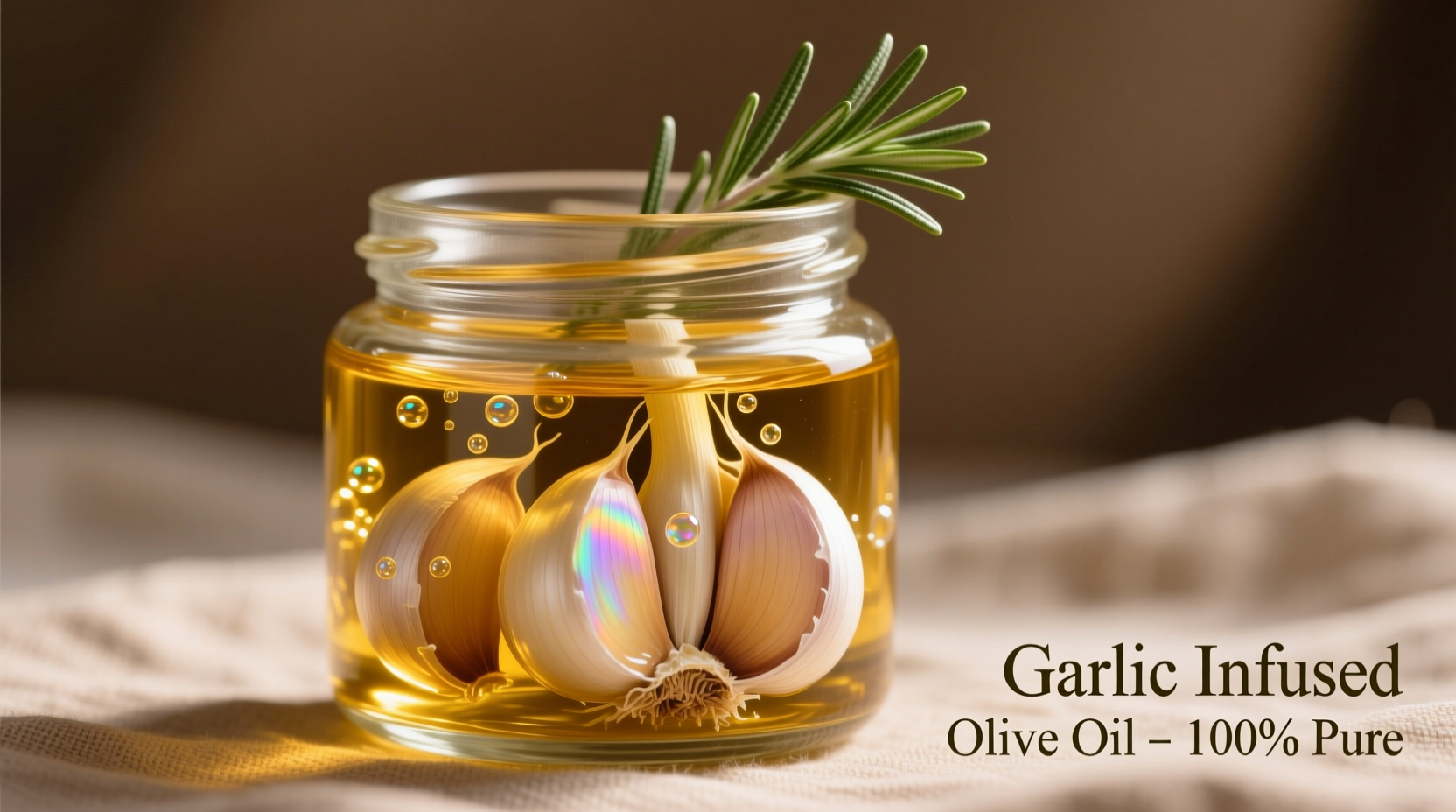 Fresh garlic cloves steeping in olive oil