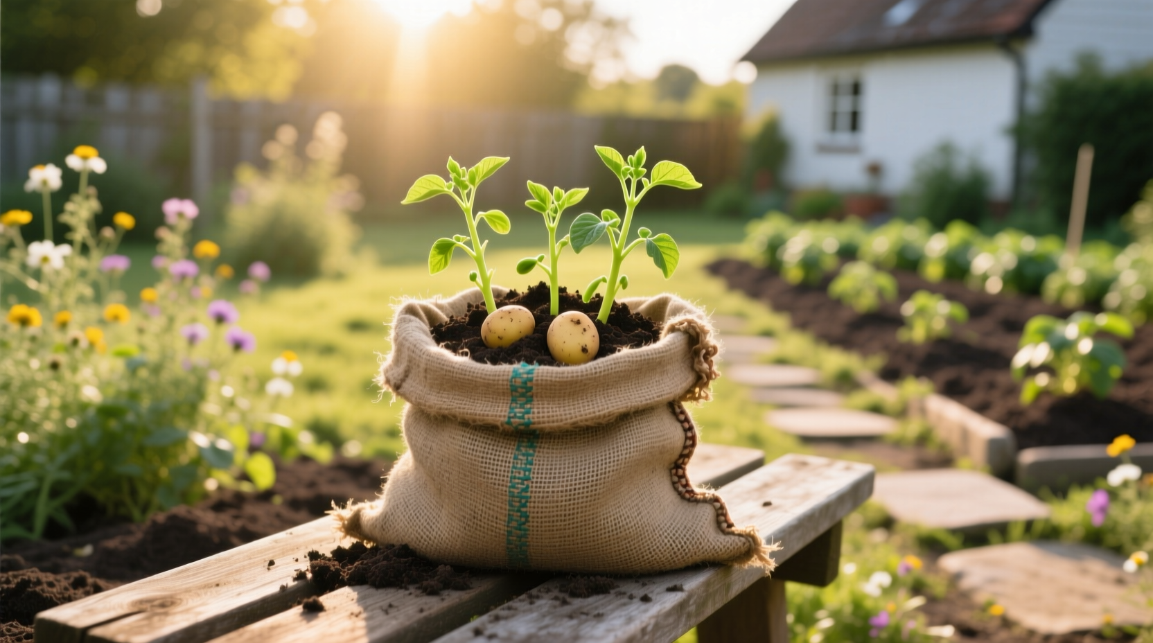 planting a potato bag