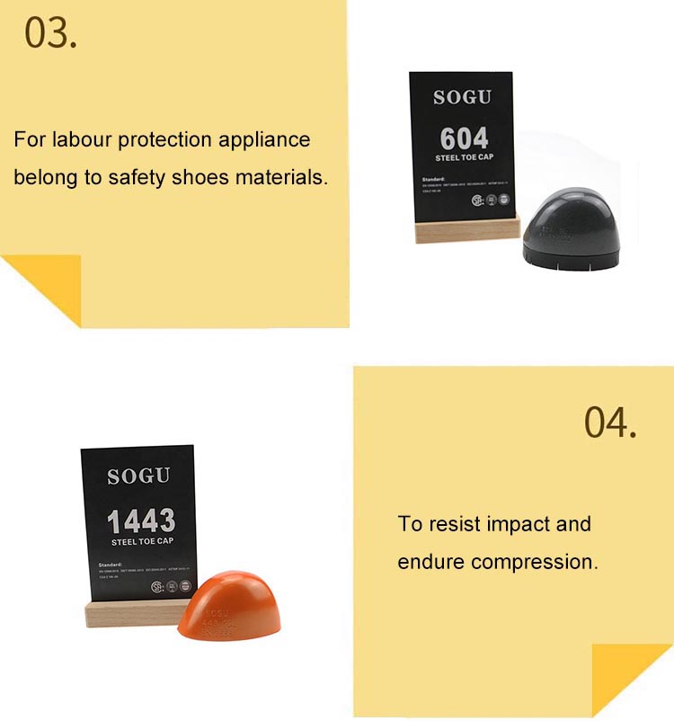 PVC-strip protect shoe inserts material toe caps EN12568 safety shoe steel toe cap