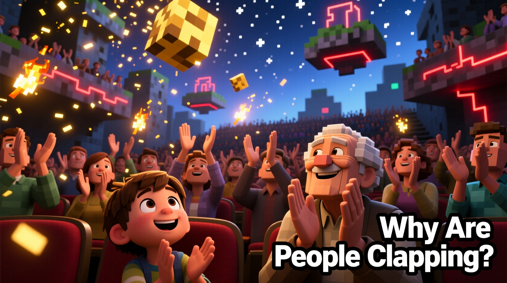 why are people clapping during the minecraft movie explained