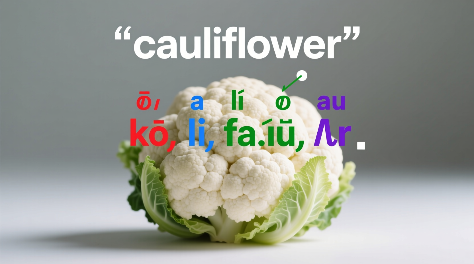 Cauliflower pronunciation visual guide with phonetic breakdown