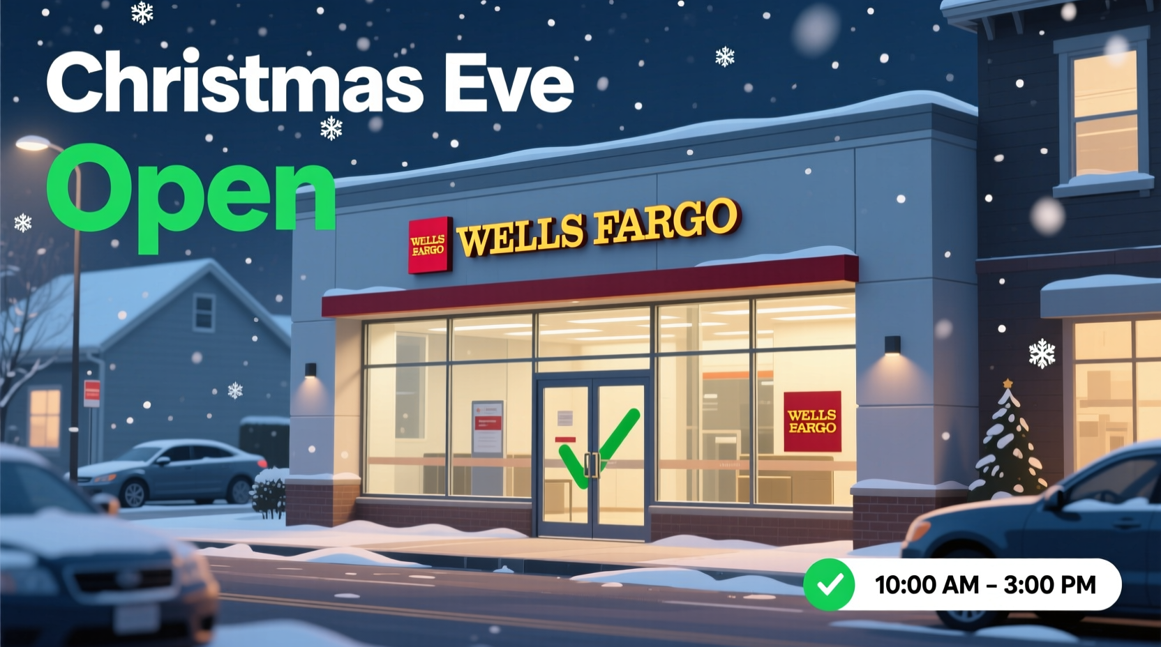 is wells fargo bank open on christmas eve