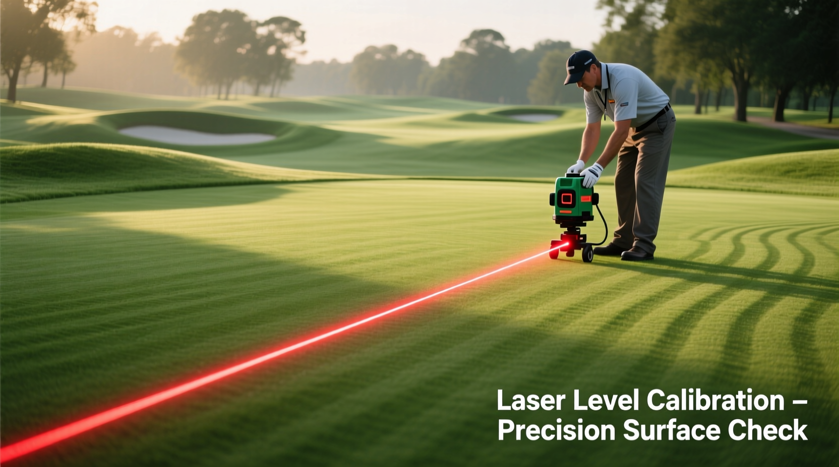 Laser level checking putting green surface