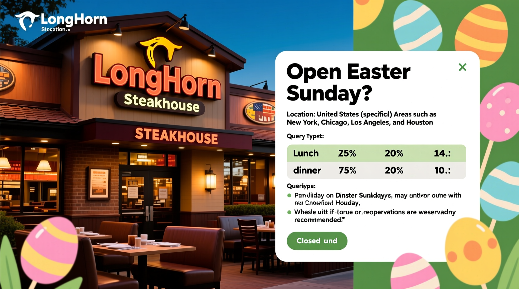 is longhorn steakhouse open on easter sunday