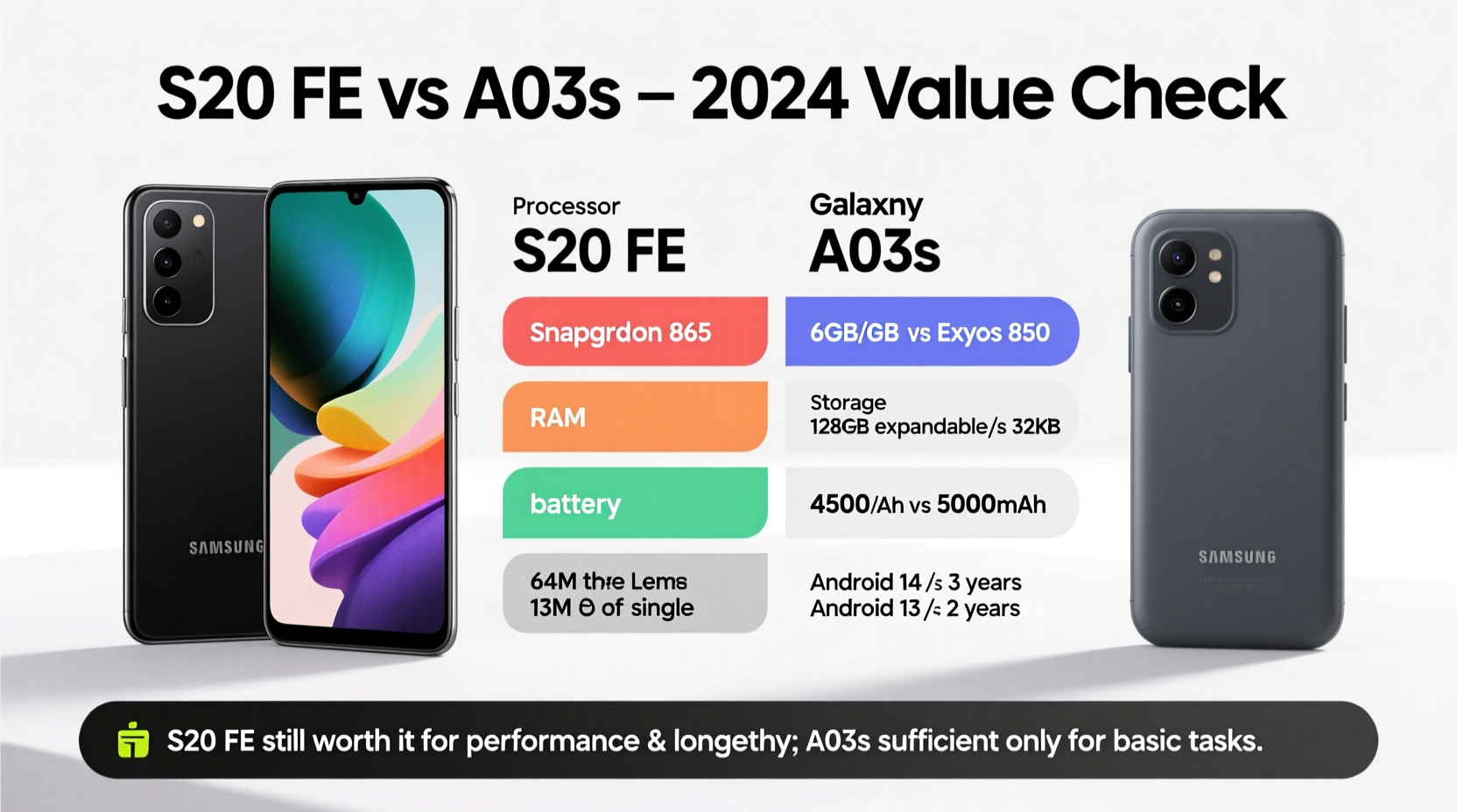 is the samsung s20 fe still worth it in 2024 or is the a03s good enough for basic use