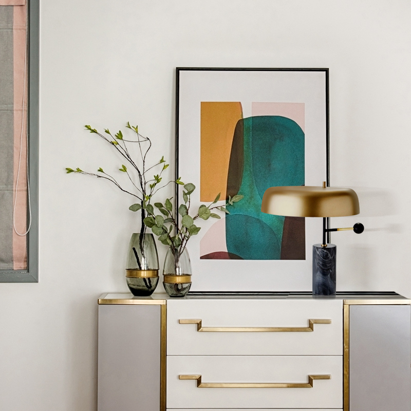 Nordic Postmodern creative retro marble living room table lamp Nordic American bedside bedroom study designer table lamp