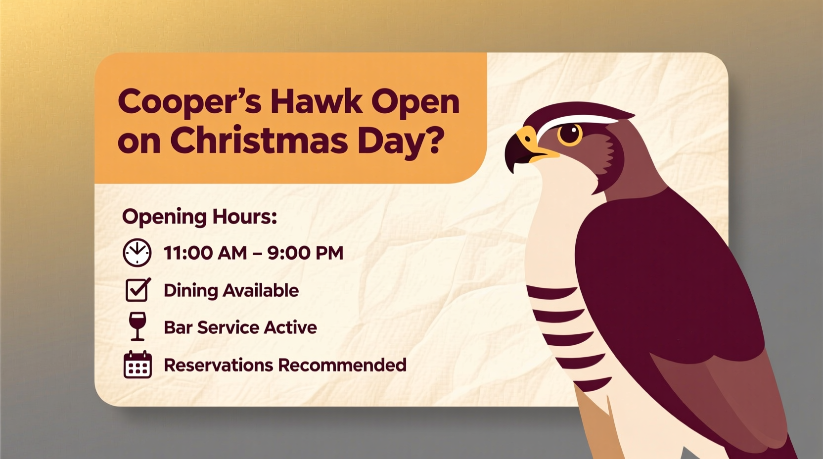 is coopers hawk open on christmas day