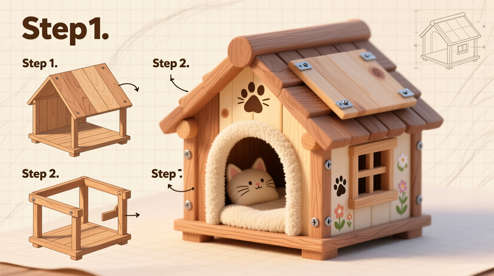 simple step by step guide to making a cozy mini cat house at home