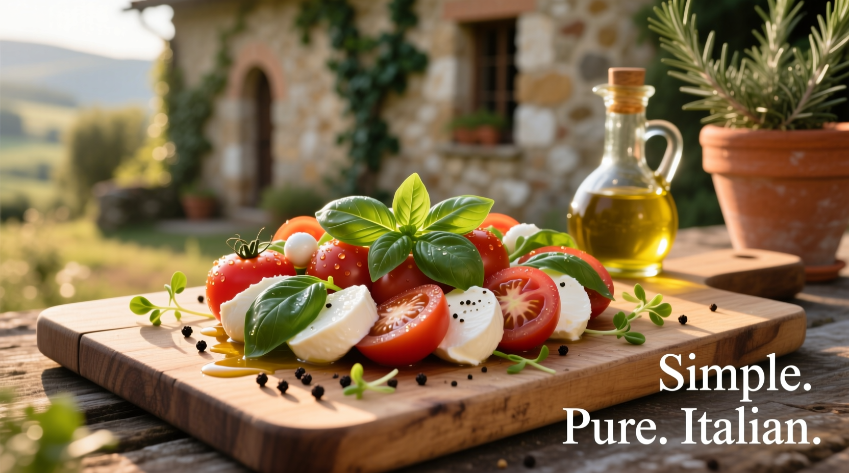 Fresh Caprese salad with tomatoes, mozzarella and basil