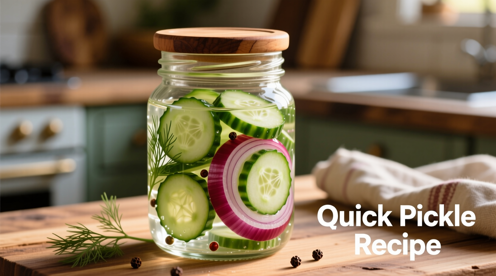 Crisp cucumber and red onion slices in vinegar brine