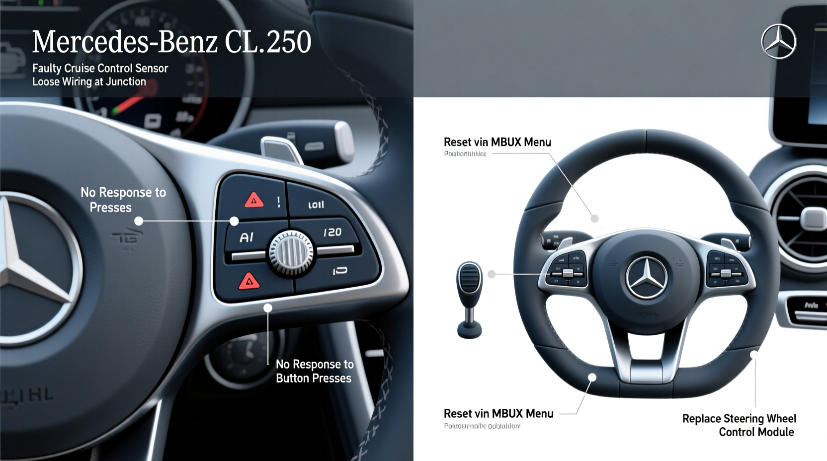 cla 250 steering wheel controls failure