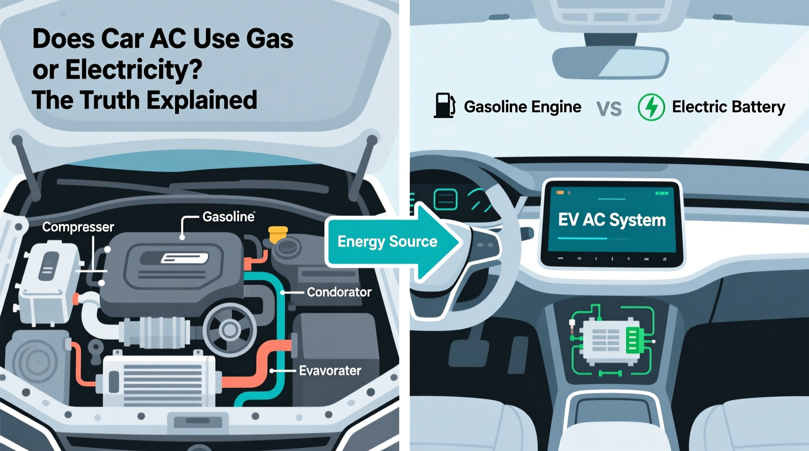 does air conditioning use gas or electricity in a car