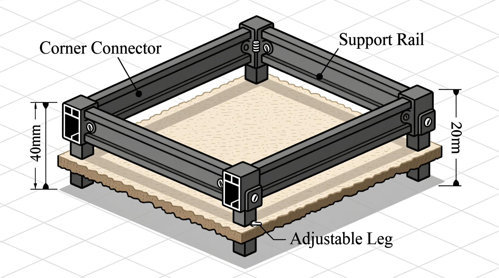 PVC frame assembly diagram for mulch layer