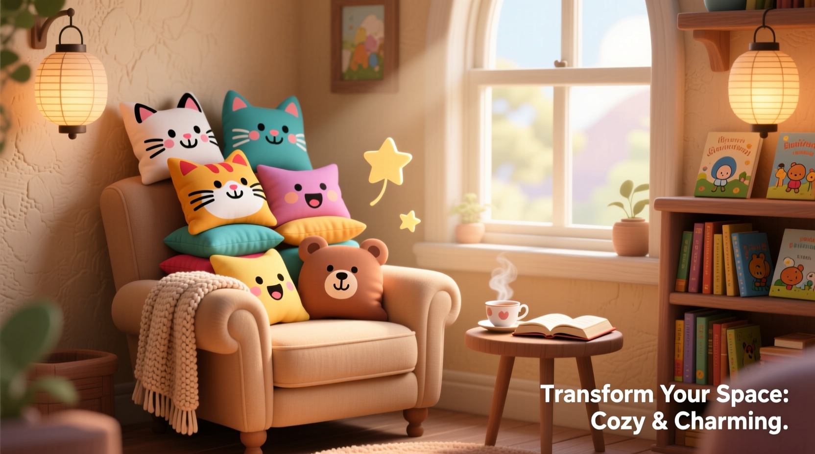 transform your space how to create a cozy reading nook with cartoon pillows for maximum comfort and charm