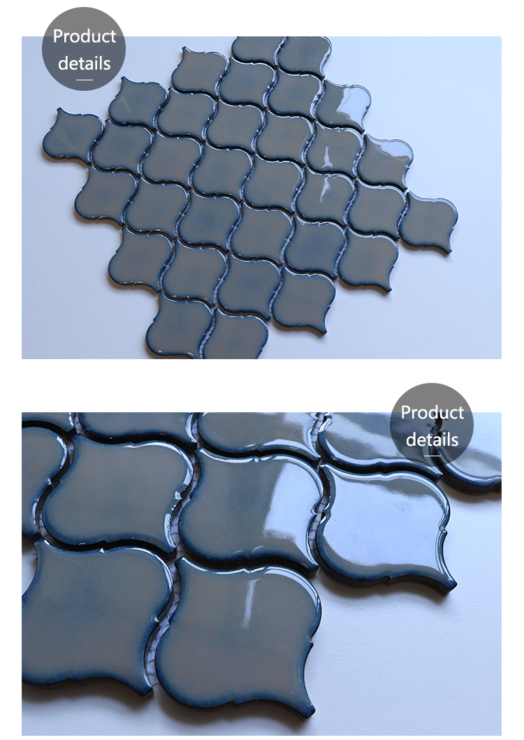 Bathroom Wall Interior Decor Grey Color Lantern Mosaic Tile
