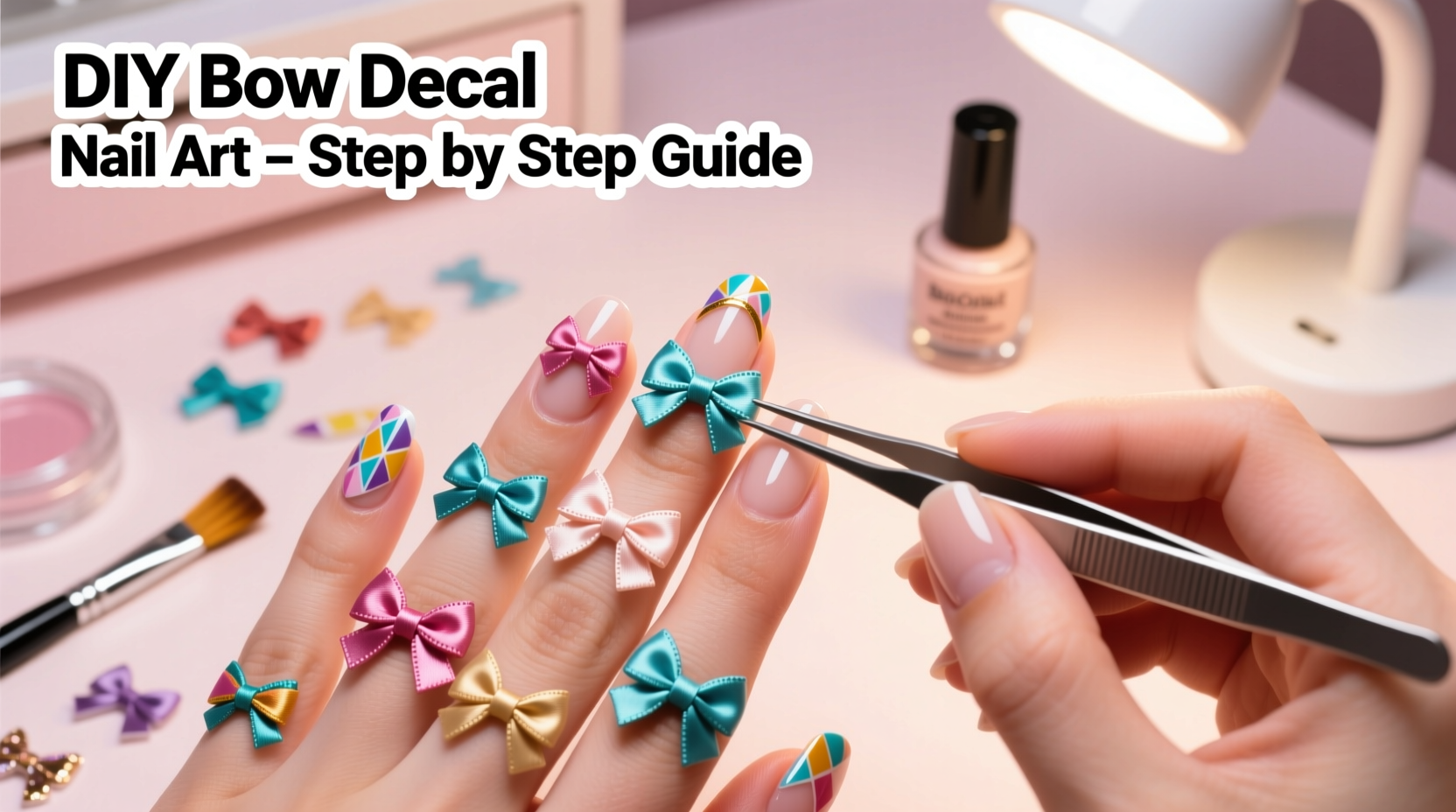step by step guide to creating unique nail art using bow decals at home