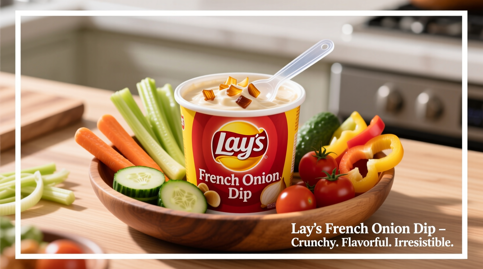 Lay's French Onion Dip with assorted vegetable dippers